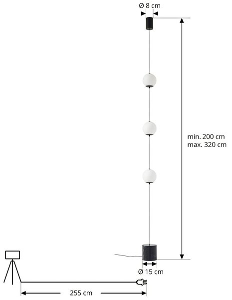 Lampa stojąca LED Darrow Lucande, możliwość ściemniania, biały / opal, salon / jadalnia, szkło, nowoczesny