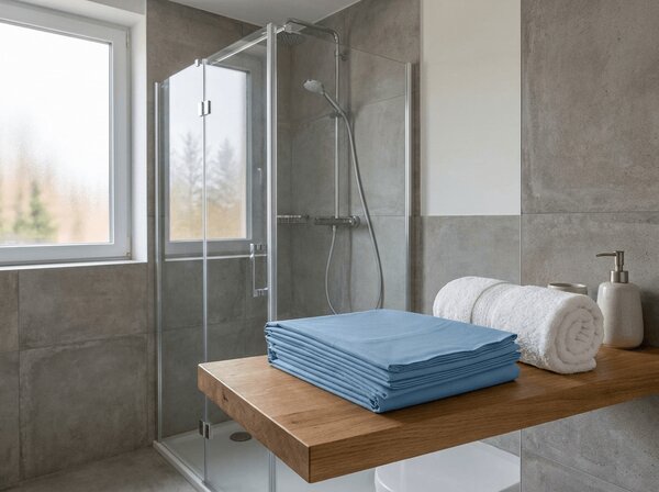 Bawełniane prześcieradło STANDARD 140x240 cm, niebieskie