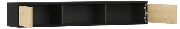 Półka ścienna z szafkami LANZZI 120 cm, czarna/dąb