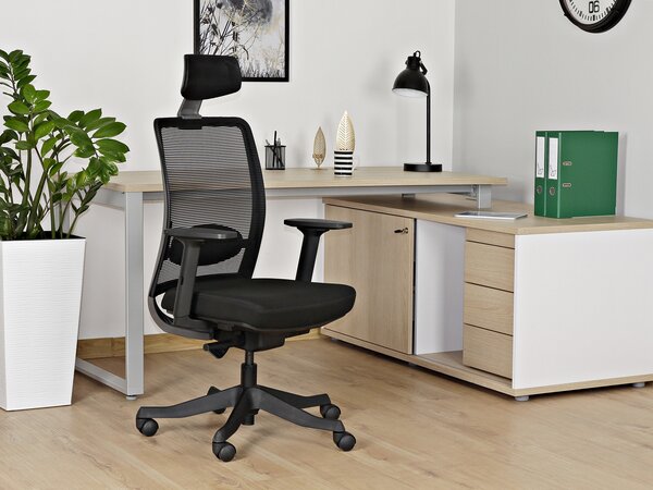 Krzesło biurowe Anggun BL418 Black, zgodne z normą BHP