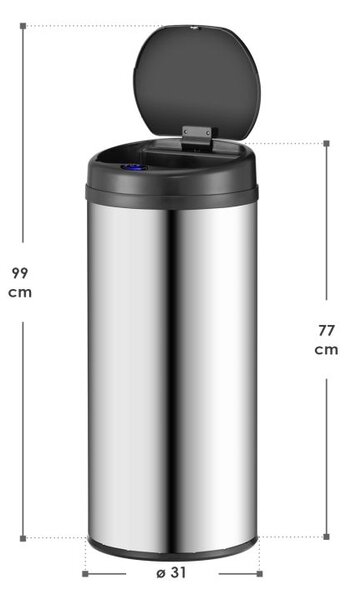 Automatyczny kosz na śmieci 50 l z czujnikiem, stal