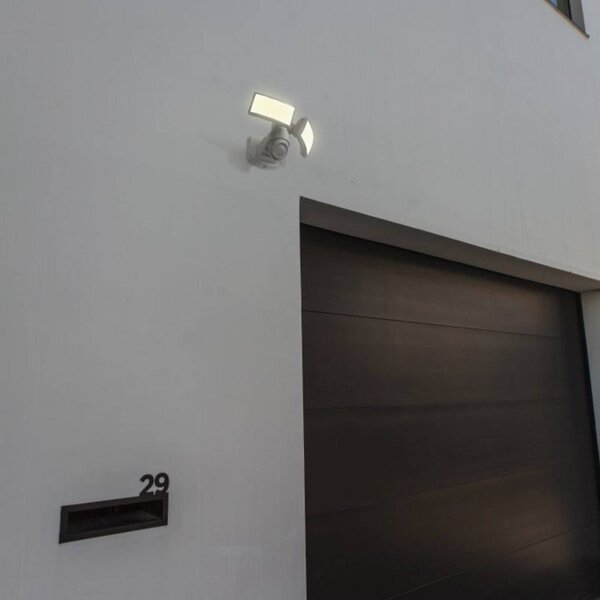 LUTEC Zewnętrzny reflektor ścienny LED z czujnikiem ARC, biały, 28 cm, 2-punktowa ARC, biały / opal, tworzywo sztuczne, nowoczesny