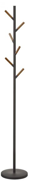 Czarny wieszak z detalami z drewna bukowego YAMAZAKI Plain Pole Hanger