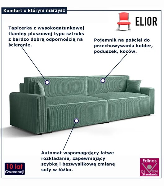 Miętowa sofa rozkładana z pojemnikiem Z4-G84