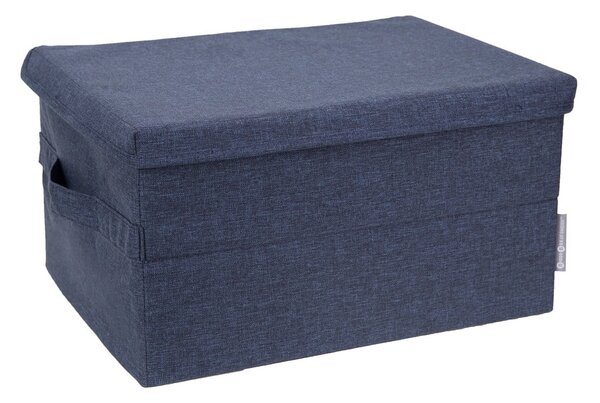 Niebieski tekstylny pojemnik z pokrywką 40x30x22 cm Soft Storage – Bigso
