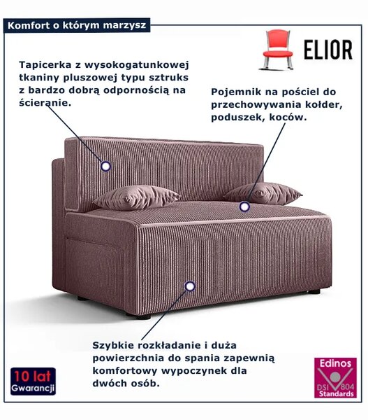 Ciemnoróżowa sofa sofa z funkcją spania H0-A85