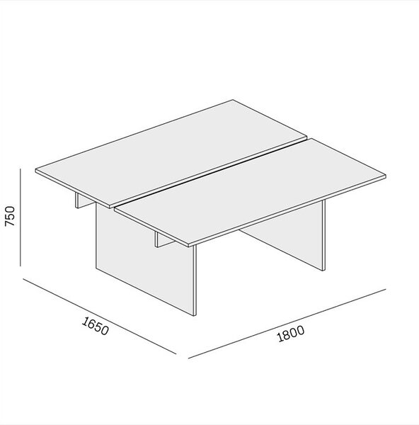 Biurko DOUBLE SOLID, 180x165 cm, orzech