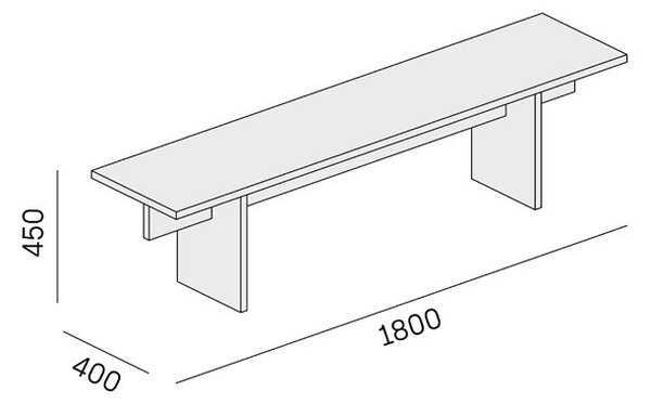 Ławka SOLID, 1800 x 400 x 443 mm, orzech