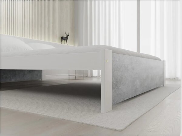 Łóżko IKAROS 180 x 200 cm, beton/biel Stelaż: Ze stelażem listwowym rolowanym elastycznym, Materac: Bez materaca
