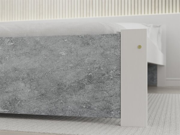 Łóżko IKAROS 180 x 200 cm, beton/biel Stelaż: Ze stelażem listwowym rolowanym elastycznym, Materac: Bez materaca