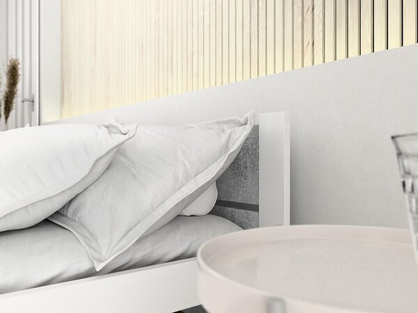 Łóżko IKAROS DOUBLE 90 x 200 cm, beton/biała Stelaż: Ze stelażem listwowym rolowanym elastycznym, Materac: Bez materaca