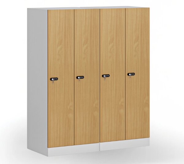 Szafa ubraniowa S1 obniżona 2-drzwiowa, 1500 x 600 x 500 mm, demontaż, zamek mechaniczny z kodem, drzwi laminowane, brzoza
