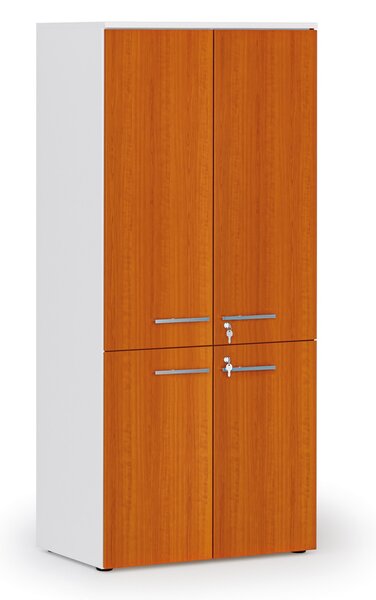 Szafa biurowa pół-drzwi PRIMO WHITE, 800 x 500 x 1781 mm, biały/czereśnia