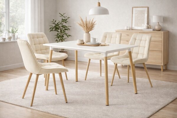 Jasnobeżowe aksamitne krzesło BERA