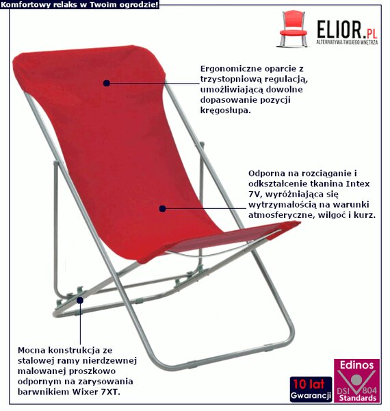 Komplet czerwonych krzeseł plażowych K0-Z88