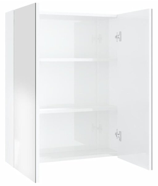 Szafka łazienkowa z lustrem, 60x15x75 cm, mdf, biel z połyskiem