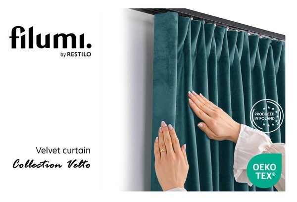 Morska aksamitna zasłona częściowo zaciemniająca (dimout) 140x250 cm Velto – Filumi