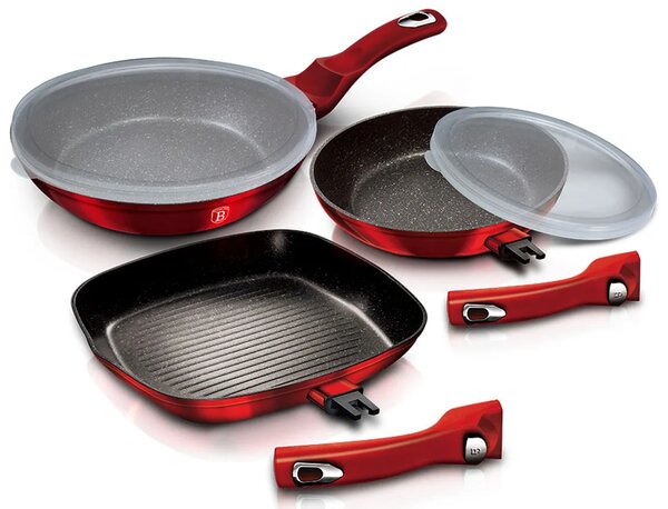 3 sztuki patelni aluminiowych z odpinanymi rączkami L4-P02