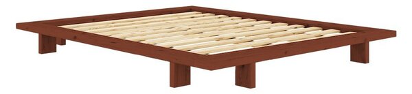 Łóżko dwuosobowe z litego drewna sosnowego bez zagłówka ze stelażem 180x200 cm w kolorze terakoty Japan – Karup Design