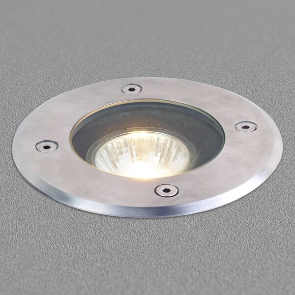 Lucande oprawa wpuszczana podłogowa Ava, Ø 12 cm, okrągła, IP67, GU10 Ava Lucande, możliwość ściemniania, aluminiowy / szary / cynkowy, stal szlachetna, nowoczesny