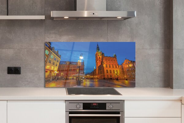 Panel Kuchenny Szklany Gdańska Starówka w Nocnej Odsłonie