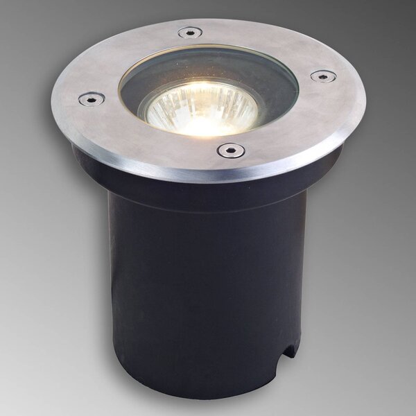 Lucande oprawa wpuszczana podłogowa Ava, Ø 12 cm, okrągła, IP67, GU10 Ava Lucande, możliwość ściemniania, aluminiowy / szary / cynkowy, stal szlachetna, nowoczesny