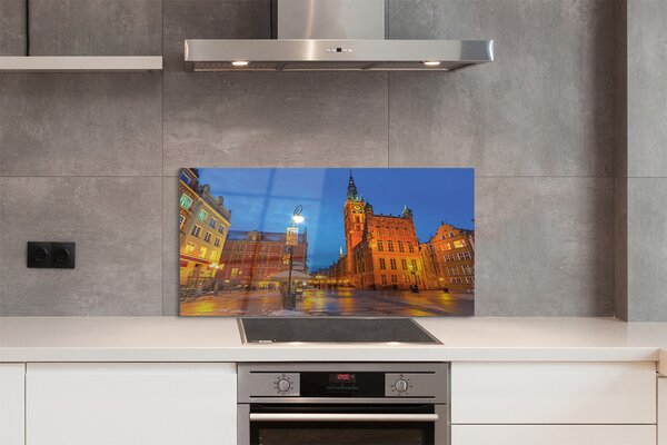 Panel Kuchenny Szklany Gdańska Starówka w Nocnej Odsłonie