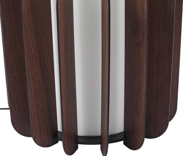 Lampa stojąca Juneta Lucande, ciemne drewno, salon / jadalnia, drewno, skandynawski