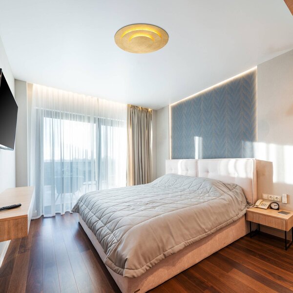Globo Lampa sufitowa LED Heda, mosiężny / złoty, salon / jadalnia, metal, nowoczesny