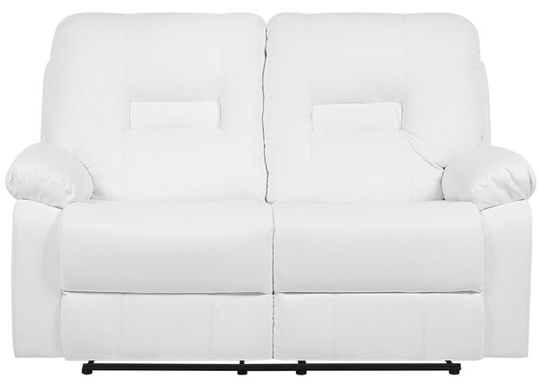 Sofa rozkładana dla 2 osób ekoskóra nowoczesna grube siedzisko biała Bergen Beliani