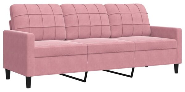 Sofa 3-osobowa, rÃ³Å¼owa, 180 cm, obita aksamitem