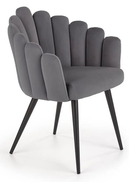 Szare eleganckie tapicerowane krzesło glamour S7-K07