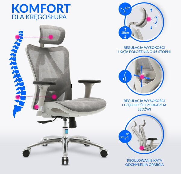 Ergonomiczny fotel biurowy Kalisto, zgodny z normą BHP