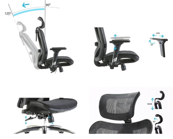 Ergonomiczny fotel biurowy Kalisto, zgodny z normą BHP