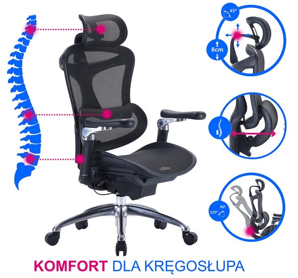 Ergonomiczny fotel do pracy przy biurku Kosmo, zgodny z normą BHP