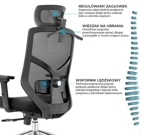 Ergonomiczny fotel do biura Rosa, zgodny z normą BHP