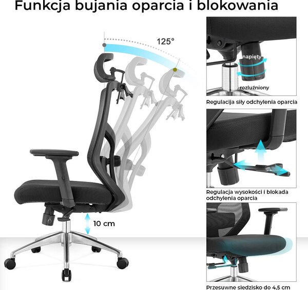 Ergonomiczny fotel do biura Rosa, zgodny z normą BHP