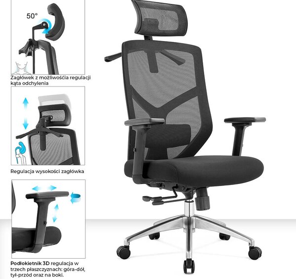 Ergonomiczny fotel do biura Rosa, zgodny z normą BHP