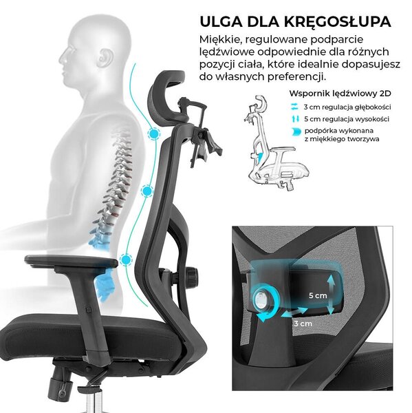 Ergonomiczny fotel do biura Rosa, zgodny z normą BHP