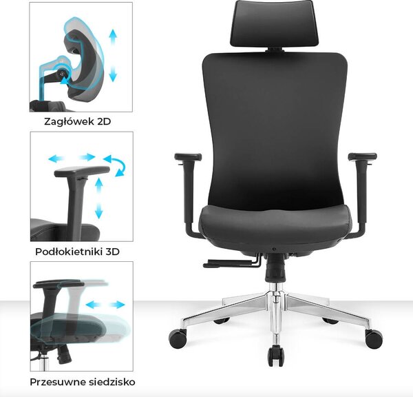 Ergonomiczny fotel biurowy Gelato z ekoskóry, zgodny z normą BHP