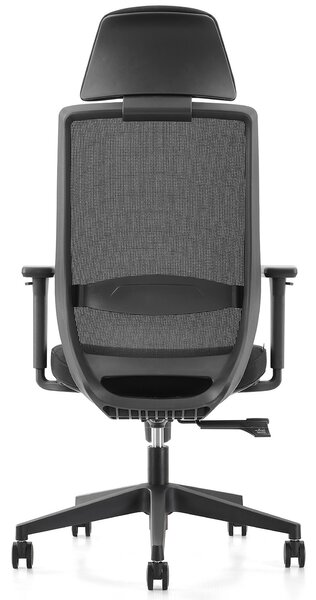 Czarne krzesło biurowe Perun, ergonomiczne, zgodne z normą BHP