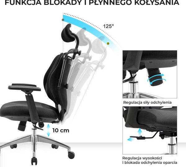 Fotel biurowy Stelio do pracy przy biurku, zgodny z normą BHP