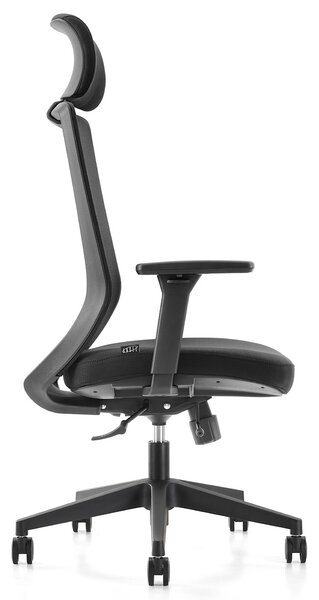 Czarne krzesło biurowe Perun, ergonomiczne, zgodne z normą BHP