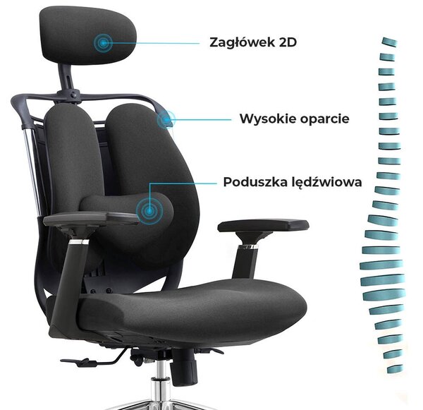 Fotel biurowy Stelio do pracy przy biurku, zgodny z normą BHP