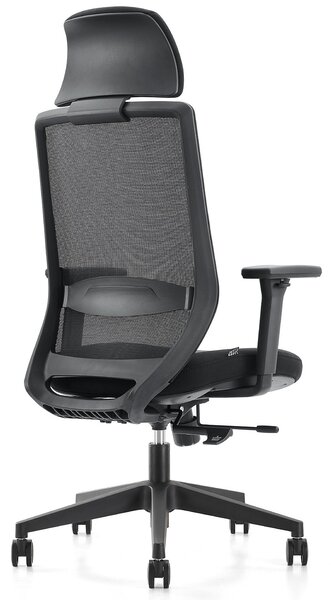 Czarne krzesło biurowe Perun, ergonomiczne, zgodne z normą BHP