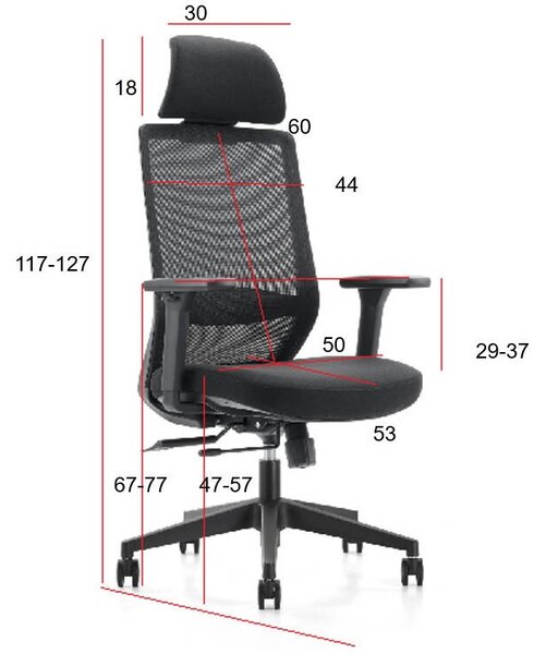 Czarne krzesło biurowe Perun, ergonomiczne, zgodne z normą BHP