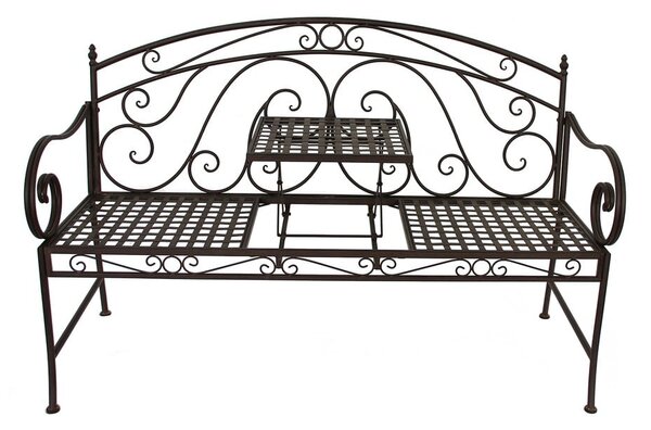 Czarna metalowa ławka ogrodowa Saket – Garden Pleasure