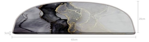 Czarno-białe dywaniki na schody zestaw 16 szt. 20x65 cm Golden Marble – Vitaus