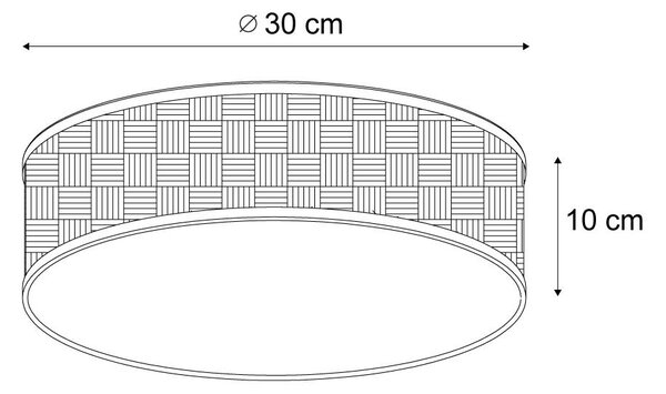 Orientalna lampa sufitowa z rattanu 30 cm - Trammy