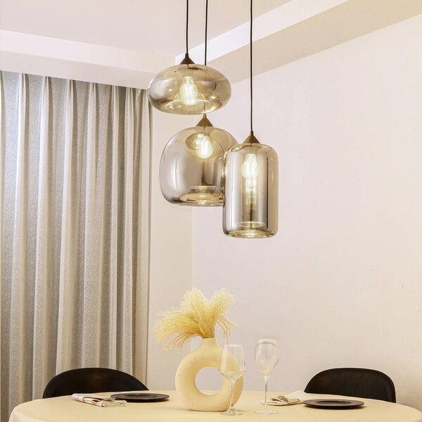 Lampa wisząca szklana Marla Lindby, możliwość ściemniania, czarny, salon / jadalnia, szkło, nowoczesny